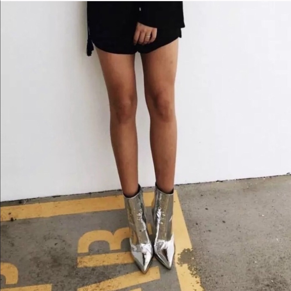 Silver Metallic Ankle Booties - Picture 5 of 8